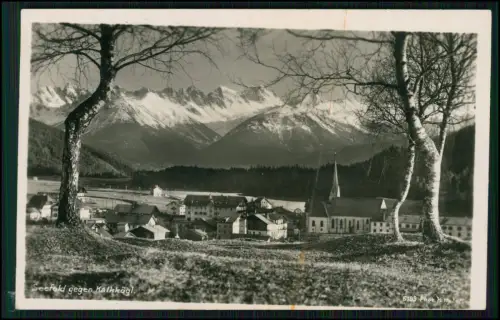Foto AK  Seefeld Tirol Kalkkögel Kirche Alpen Tiroler Gebirgsblick 1942 gelaufen