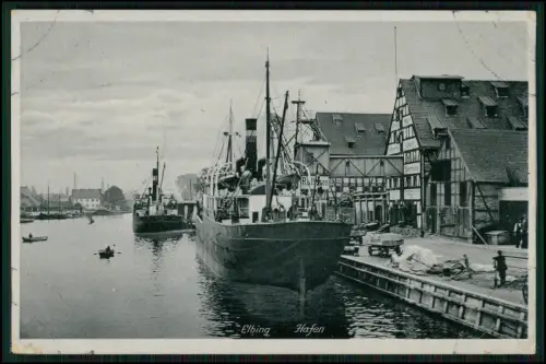 Elbing Elbląg Westpreußen Hafen mit festgemachten Schiffen - 1940 Feldpost gel.