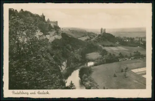 2x AK Rudelsburg und Burg Saaleck Saaletal Sachsen-Anhalt 1943 Feldpost gelaufen