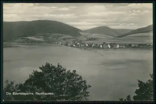 2x AK - Edertalsperre und das Dorf Herzhausen - am Edersee in Hessen 1930er