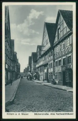 AK - Blick in die Bäckerstraße - Rinteln an der Weser - 1944 Feldpost gelaufen