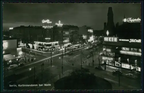 Foto AK Berlin Kurfürstendamm Nacht Postkarte beleuchtete City West frühe 1950er