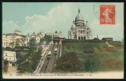 AK - Paris Sacré Cœur auf Montmartre Funiculaire Standseilbahnen - 1912 gelaufen