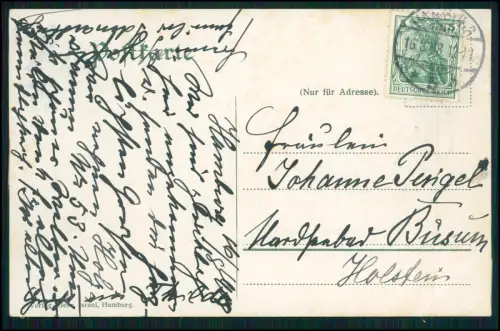 AK Hamburg Großer Burstah zeigt hier eine lebendige Straßenbahn Szene 1908 gel.