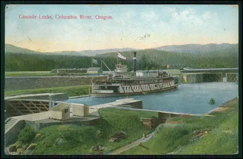 AK Cascade Locks Oregon Columbia River Dampfer - USA Kollektion Schiff 1909 gel.
