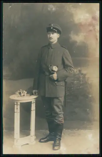 2x Foto AK 1.WK - Soldat aus Dresden  Reserve-Fußartillerie-Regiment Nr. 19 1918