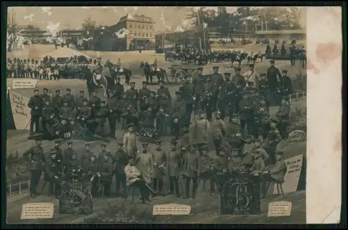 Foto AK Reservistenbild 1. Kgl. Sächsisches Train-Bataillon Nr. 12 Dresden 1909