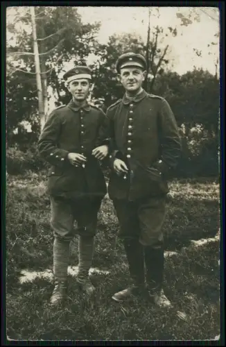 6x Foto AK 1. WK - Soldaten Stand-Portrait im Felde und Atelier - Feldpostkarten