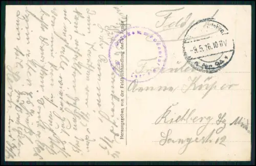 AK 1. WK - Stenay Meuse - Ehrenmal Grab Kriegsgräberfeld 1916 Feldpost gelaufen