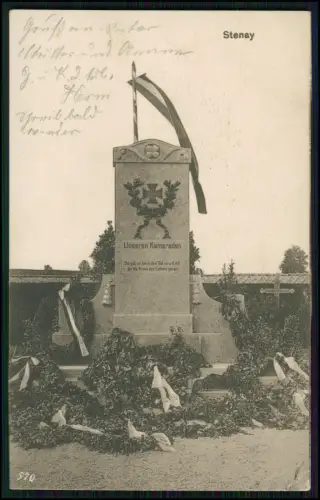 AK 1. WK - Stenay Meuse - Ehrenmal Grab Kranzschmuck - 1916 Feldpost gelaufen