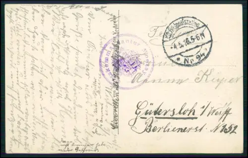 AK 1. WK - Stenay Meuse - Ehrenmal Grab Kranzschmuck - 1916 Feldpost gelaufen