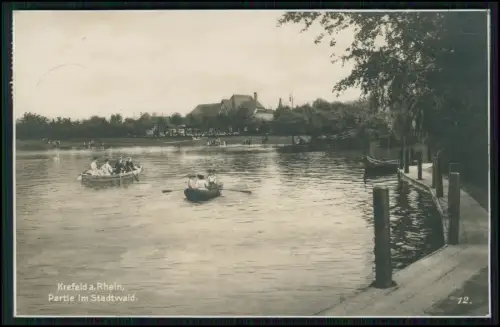 AK - Krefeld am Rhein - Stadtwald Bootsfahrt Parksee Ruderboote - 1928 gelaufen