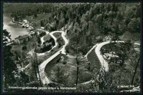 Foto AK - Luftbild Serpentinen Walchensee Kesselbergpassstrasse Urfeld Bad Tölz