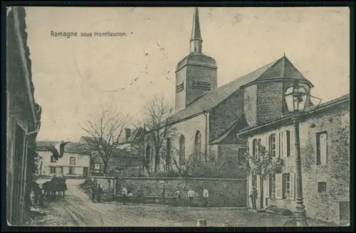 AK 1.WK - Romagne sous Montfaucon Kirche Ortsansicht - Feldpost 1917 gelaufen
