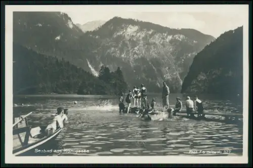 Foto AK - Königssee Seebad Sommerbad Damem Herren - Berchtesgadener Land 1930er