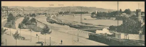 AK 1. WK - Liège Lüttich Meuse - Dampflok Uferansicht 1917 Klappkarte 28 x 9 cm