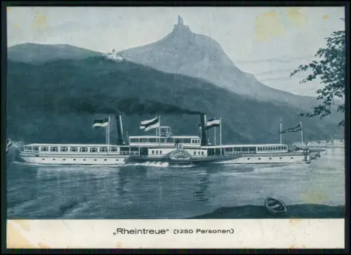 AK - Königswinter Dampfschiff Rheintreue vor Drachenfels Rheinmotiv - 1928 gel.