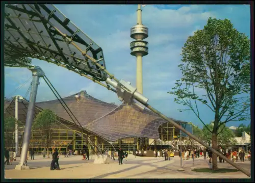 AK - München Olympiastadion Olympia Turm Spiele 1972 Postkarte gel. farbig Foto