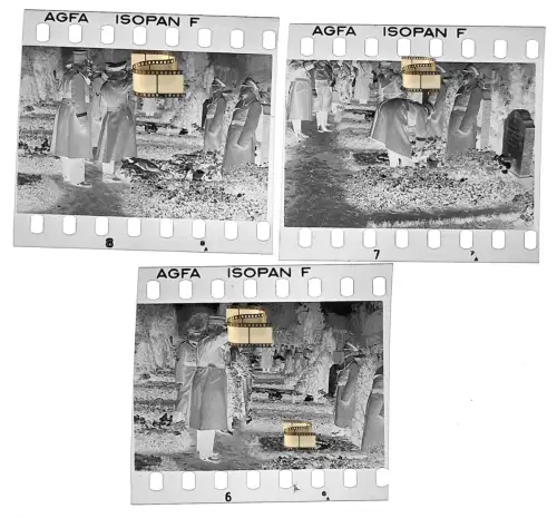 3x Original Negativ 4x3,5cm - 2.WK II Soldaten Lübeck Friedhof Kranzniederlegung