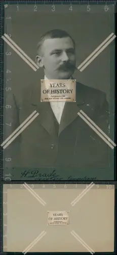 CDV Foto Herren Portrait Mann mit Schnurrbart und fliege Bremen Vegesack um 189