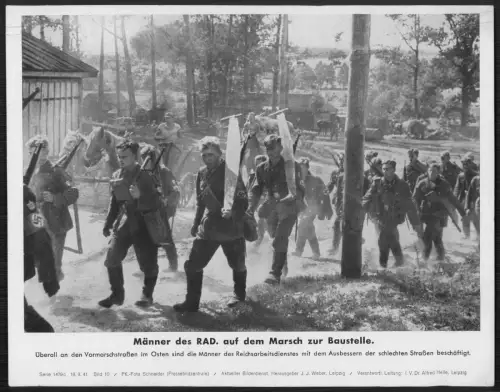 Ostgebiet RAD Reichsarbeitsdienst Marsch Bautrupp Straße PK Foto Herbst 1941