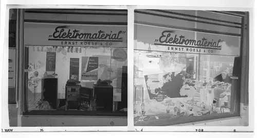 3x Dia Bremen Straße auf den Häfen Elektromaterial Ernst Roese Schaufenster 1958