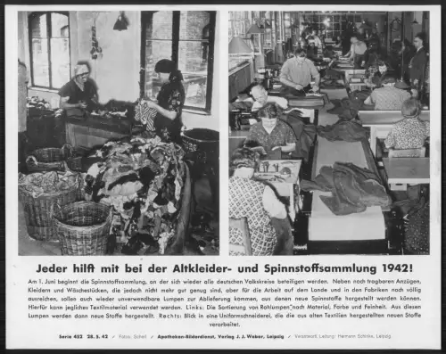 Jeder hilft mit bei der Altkleider- und Spinnstoffsammlung 1942 Uniformschneider