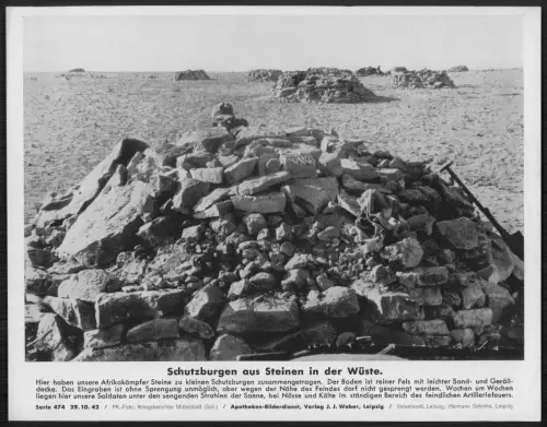 Wehrmacht 1942 - Nordafrika Wüste Schutzburgen aus Steinen Afrikakorps Stellung