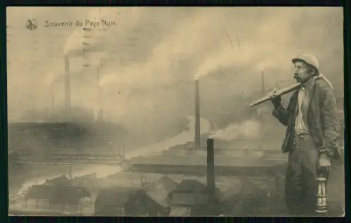 CHARLEROI Industrie Pays Noir Hochöfen Arbeiter 1915 Feldpost gelaufen