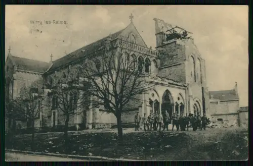 AK 1. WK - Witry les Reims Kirche - Feldpost 1917 gel. 6.Pomm. Inf. Regiment 49