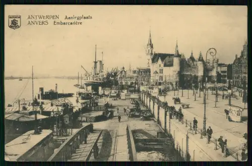 AK 1. WK - Antwerpen Embarcadere Hafen - Feldpost 1917 gel.  6.Pom. Inf. Rgt. 49
