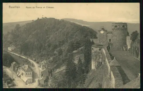 AK 1. WK Bouillon Route de France Chateau Feldpost 1917 gel. 6.Pom. Inf. Rgt. 49