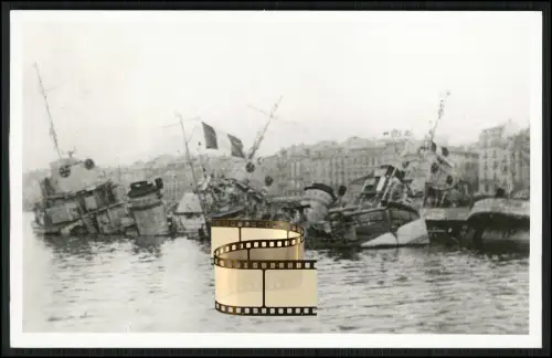 Foto 14x9cm - 3 Französische Zerstörer in Toulon - 1942 selbstversenkt gekentert