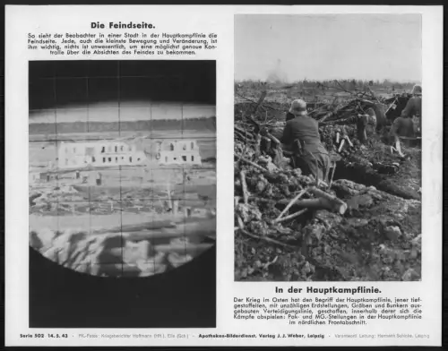 Hauptkampflinie Ostfront Feindseite Beobachter Stellung MG Einsatz PK Foto 1943