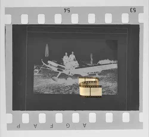 Negativ 4x3,5cm - Flugzeug Aircraft - Messerschmitt Me Bf 109 - Jagdflugzeug WK2