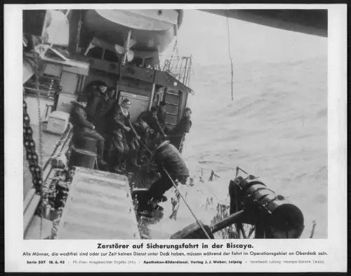Soldaten Biscaya Zerstörer Sicherungsfahrt Kriegsmarine - Borddienst See PK 1943