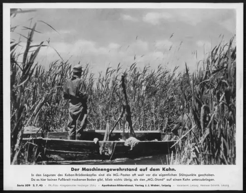 Kuban Brückenkopf MG Stand auf Kahn Lagune Russ. Soldaten - PK Foto Einsatz 1943