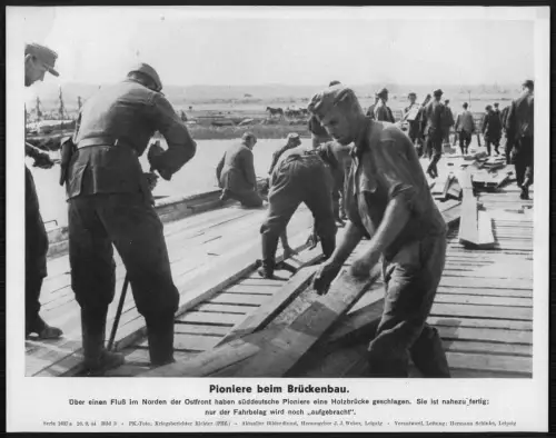 Ostfront Norden Fluss Pioniere beim Brückenbau PK Foto 1944 - Soldaten Wehrmacht