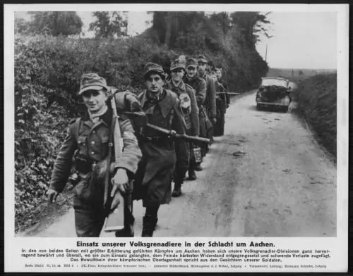 Westfeldzug Soldaten Wehrmacht - Aachen Einsatz Volksgrenadiere Schlacht PK 1944