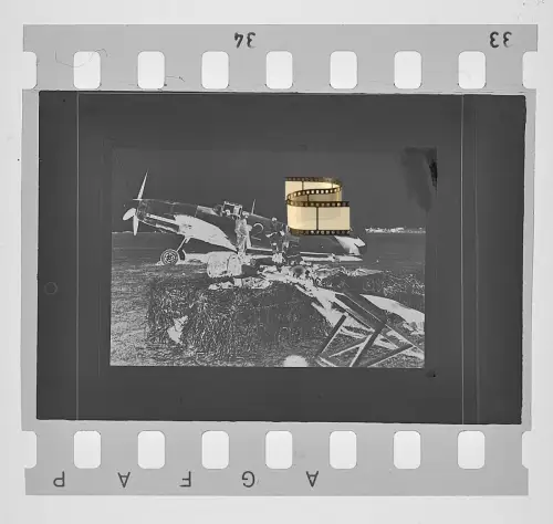 Negativ 4x3,5cm - Flugzeug Aircraft - Messerschmitt Me Bf 109 - Jagdflugzeug WK2