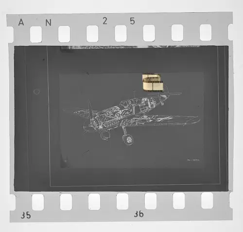 Negativ 4x3,5cm - Flugzeug Aircraft - Messerschmitt Me Bf 109 - Jagdflugzeug WK2