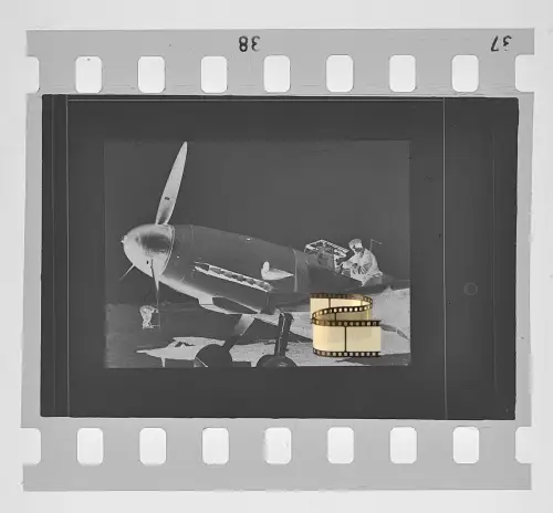 Negativ 4x3,5cm - Flugzeug Aircraft - Messerschmitt Me Bf 109 - Jagdflugzeug WK2