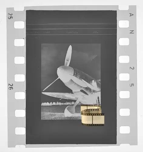 Negativ 4x3,5cm - Flugzeug Aircraft - Messerschmitt Me Bf 109 - Jagdflugzeug WK2