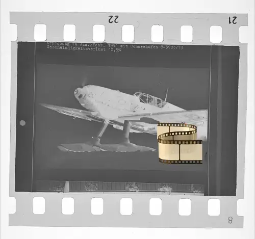 Negativ 4x3,5cm - Flugzeug Aircraft - Messerschmitt Me Bf 109 - Jagdflugzeug WK2