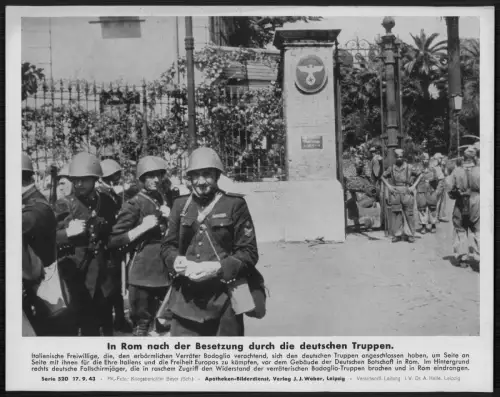 Rom Deutsche Truppen Besetzung 1943 Italien Freiwillige vor Botschaft PK Foto WK
