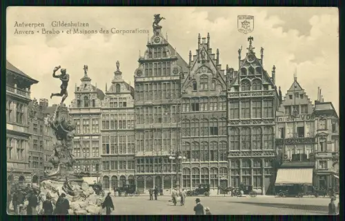 1. WK  Antwerpen Gildehäuser Brabo-Brunnen 6. Pomm. Inf. Rgt. 49 - Feldpost 1917