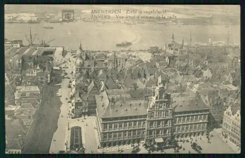 1. WK - Luftbild auf den Antwerpener Hafen 6. Pomm. Inf. Rgt. 49 - Feldpost 1917