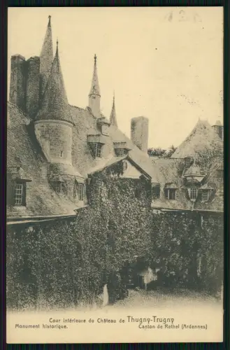 1. WK - Thugny Trugny Schloss Innenhof - 6. Pomm. Inf. Rgt. 49 - Feldpost 1917