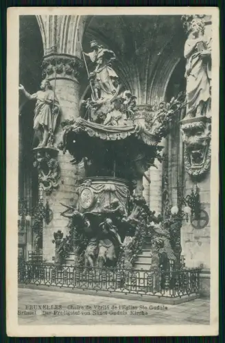 1. WK - Brüssel Predigtstuhl Sankt Gudula 6. Pomm. Inf. Rgt. 49 - Feldpost 1917