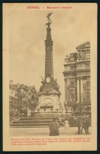1. WK Brüssel Monument Anspach Platz Denk 6. Pomm. Inf. Rgt. 49 - Feldpost 1918
